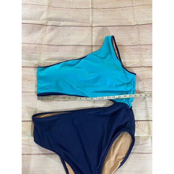 J.Crew Women's Plus Size Blue Cut Out One Piece Swim Suit - 2XL - Picture 5 of 10